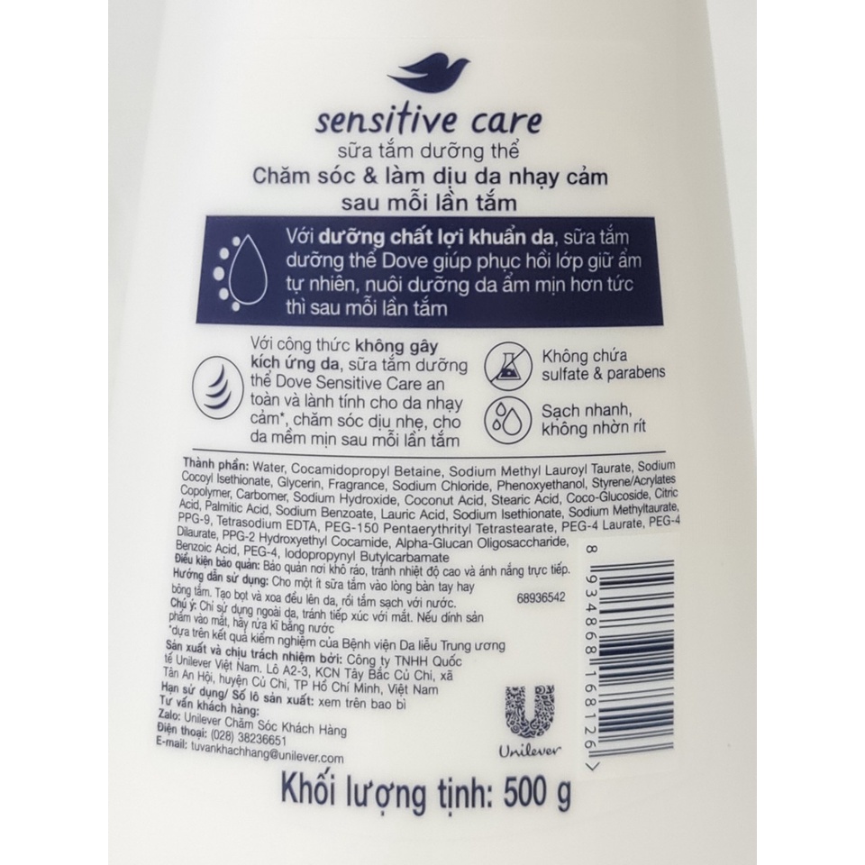 Sữa Tắm Dưỡng Thể Dove Chăm Sóc Da Mềm Mịn Tức Thì 500g