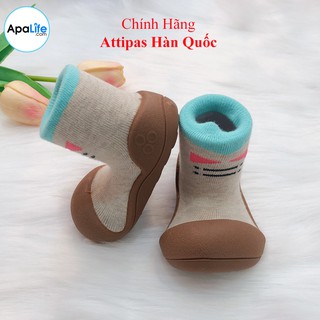 Giày tập đi Attipas Tie - Brown AT005 - cho bé trai /bé gái từ 3 - 24 tháng nhập Hàn Quốc: đế mềm, êm chân & chống trượt