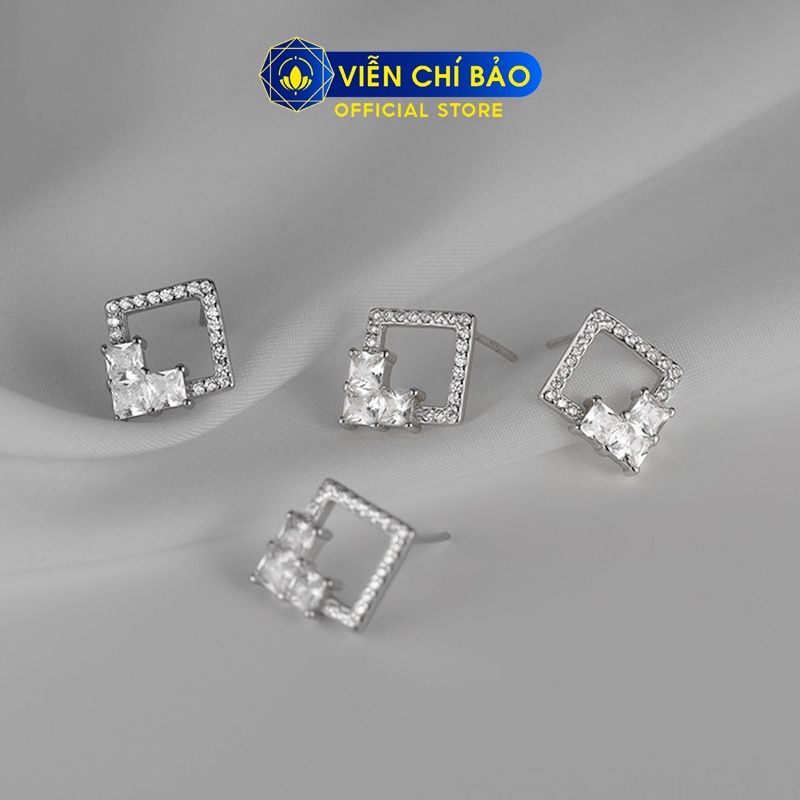 Bông tai bạc nữ hình Oval đính đá chất liệu bạc 925 thời trang phụ kiện trang sức nữ Viễn Chí Bảo B000256