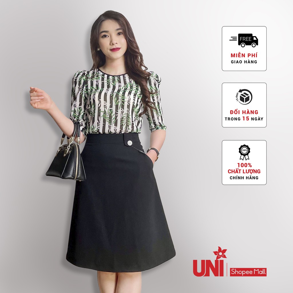 Chân Váy Công Nữ UNIVTH Sở Dáng Chữ A Đai Đính Khuy Sang Trọng 1CA105 Uni Korean Fashion