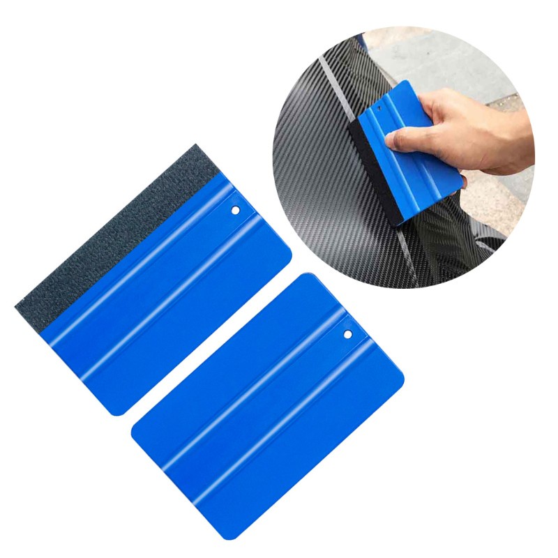 SUN Vinyl Wrap Film Card Squeegee Car Foil Wrapping Suede with Felt Scraper Blue