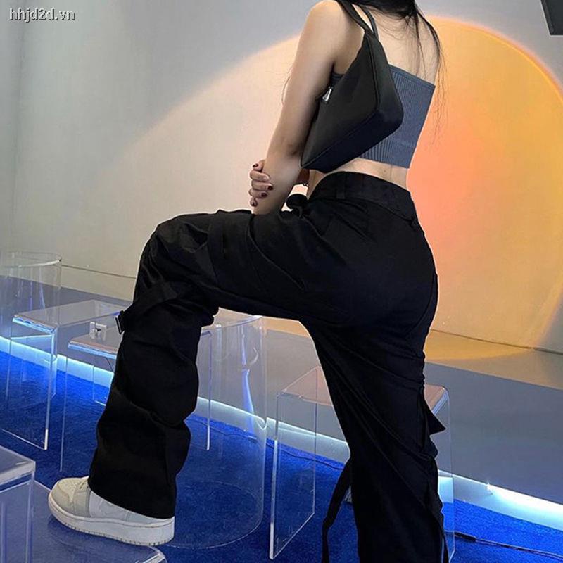 Quần Dài Dáng Rộng Phối Khóa Kéo Phong Cách Retro Mỹ Cá Tính Dành Cho Nữ