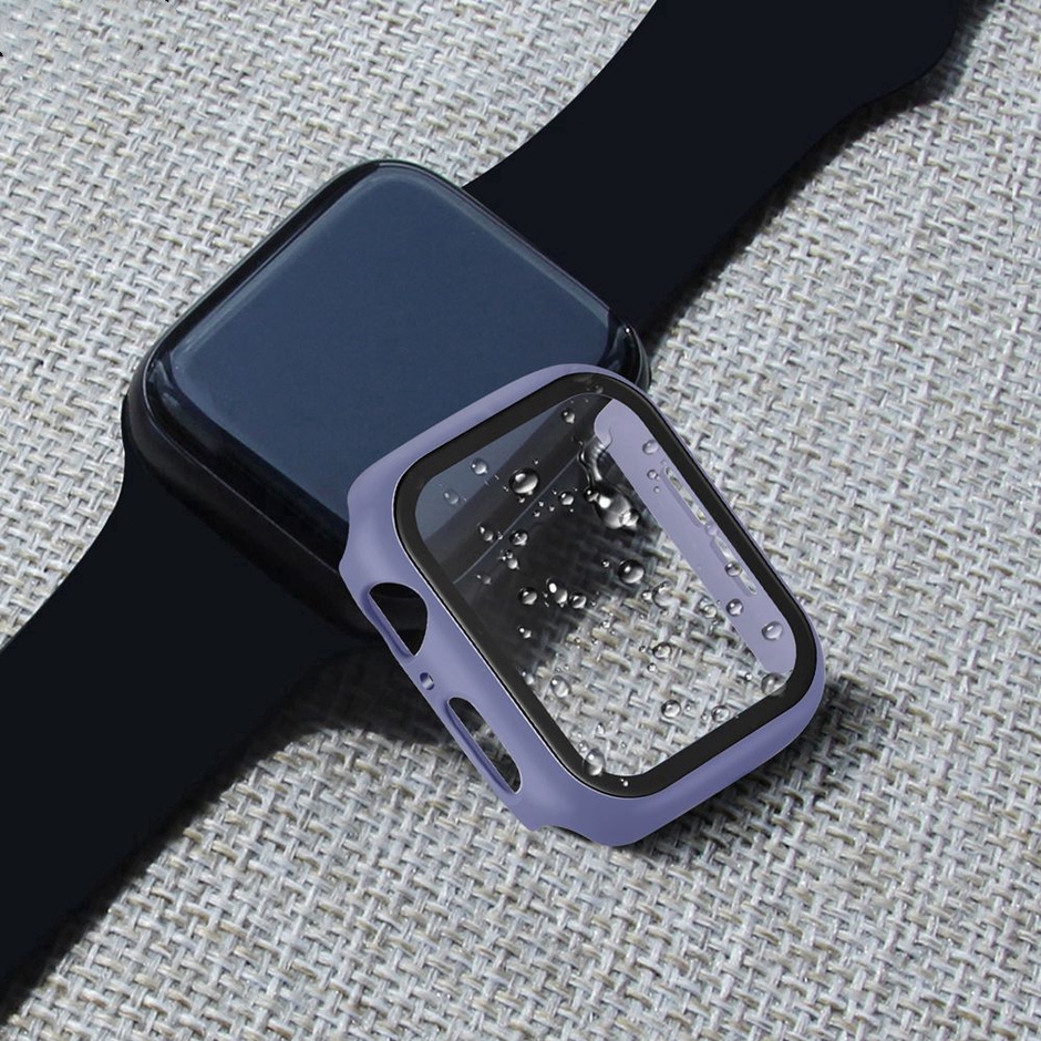 Ốp bảo vệ mặt đồng hồ + kính cường lực cho Apple Watch SE 6 5 4 44mm 40mm Iwatch 3 2 1 42mm 38mm