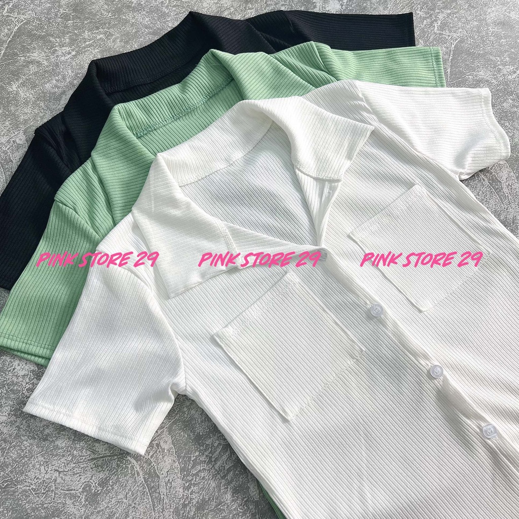 Áo Sơ Mi Thun Croptop ALOHASHOP91 Dáng Ôm Tay Ngắn Vạt Bầu