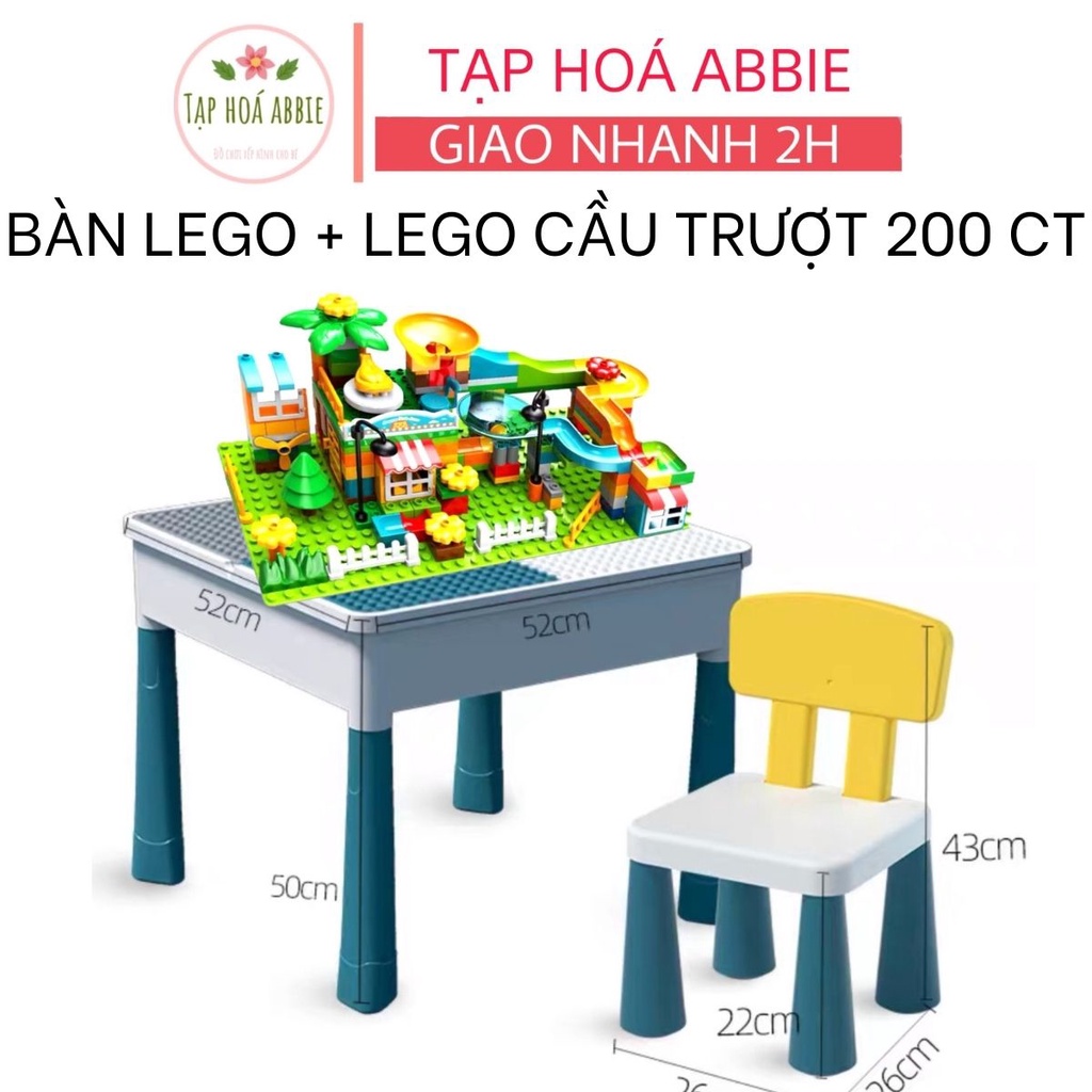 Bàn lego kèm đồ chơi lắp ráp, xếp hình size duplo cho bé phát triển trí tuệ, thông minh sáng tạo