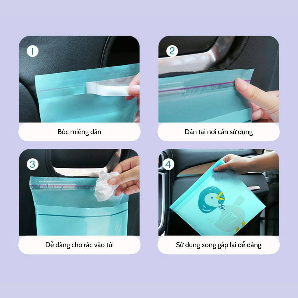 Túi đựng rác trong ô tô, xe hơi, văn phòng, nhà cửa dán tiện lợi sạch sẽ, set 15 túi