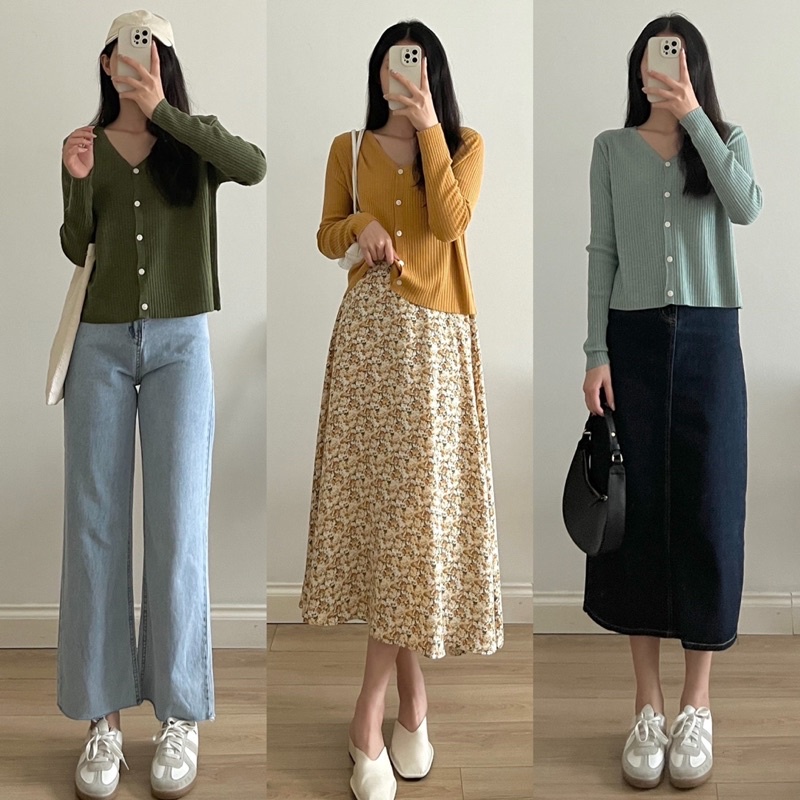 Áo cardigan dài tay vân dọc _ A0398