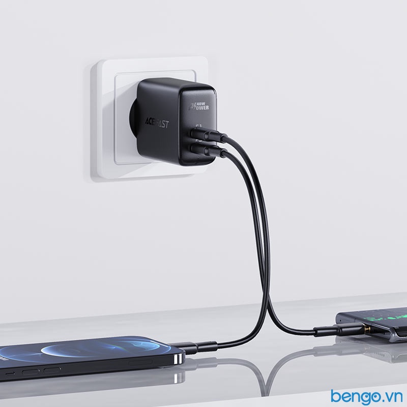 Sạc Nhanh ACEFast A9 PD3.0 40W 2 Cổng USB-C (EU) - Bảo Hành 18 Tháng