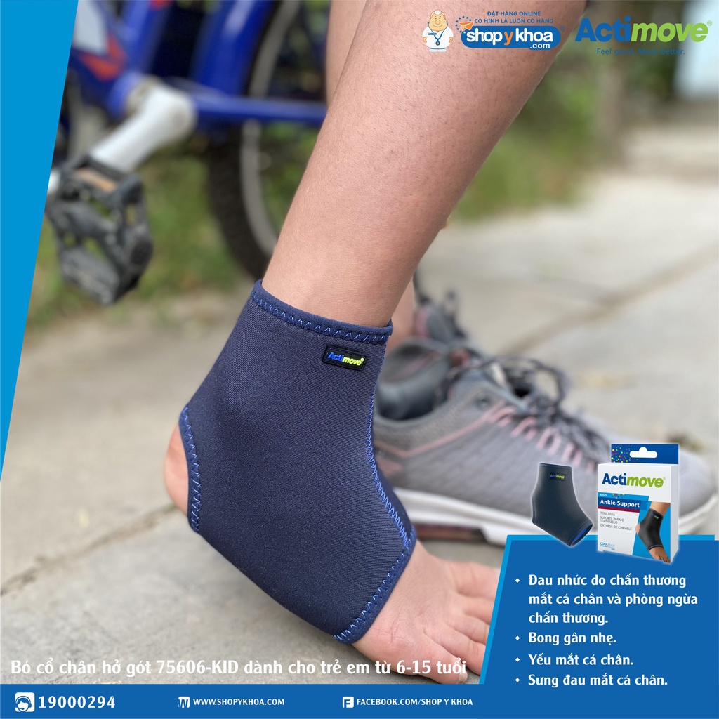 Bó Cổ Chân Hở Gót Trẻ Em 6-15 Tuổi 75606-KID, Đeo Được Trong Giày, Màu Xanh Đen [Actimove] - Nhập Khẩu Châu Âu (1 Cái)