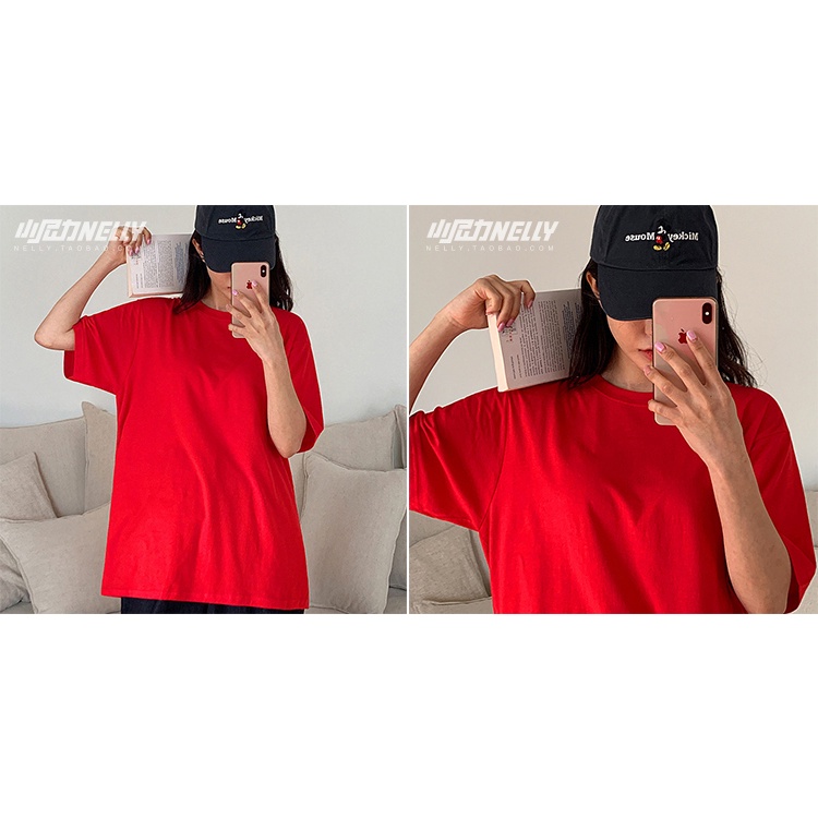 Áo phông Nelly Heybig ngắn tay trơn màu đỏ