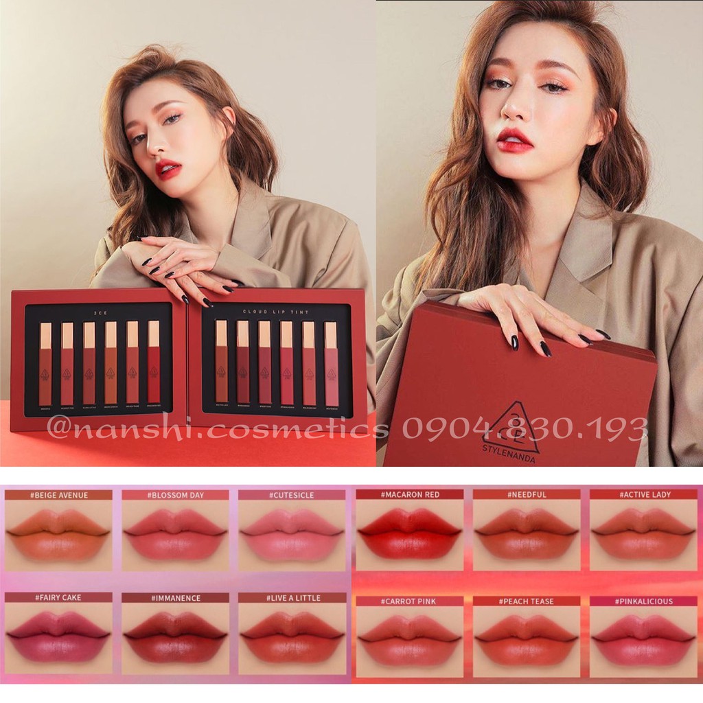 SET 12 SON 3CE CLOUD LIP TIN BẢN 2019