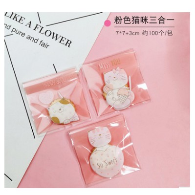 Set 10, 20, 50 túi kiếng dán đựng bánh cookie, quà tặng Sweet time, gấu heo thỏ, love... 7 x 7 cm