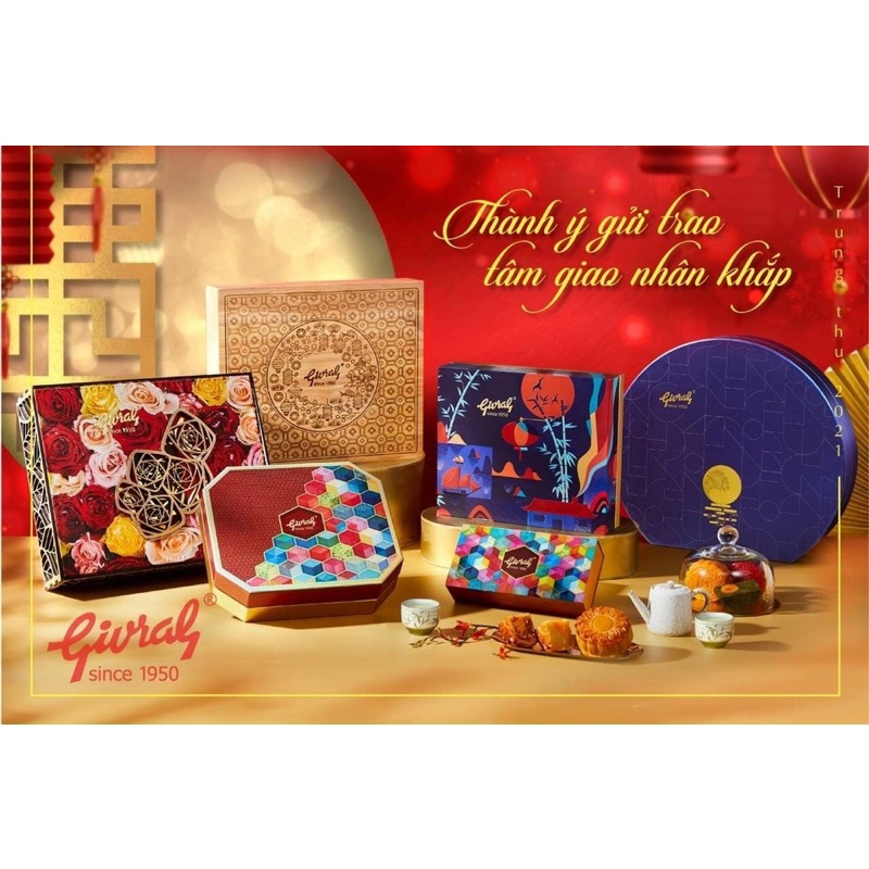 COMBO HỘP BÁNH TRUNG THU CHAY GIVRAL 2022 LOẠI 4 BÁNH VÀ 6 BÁNH