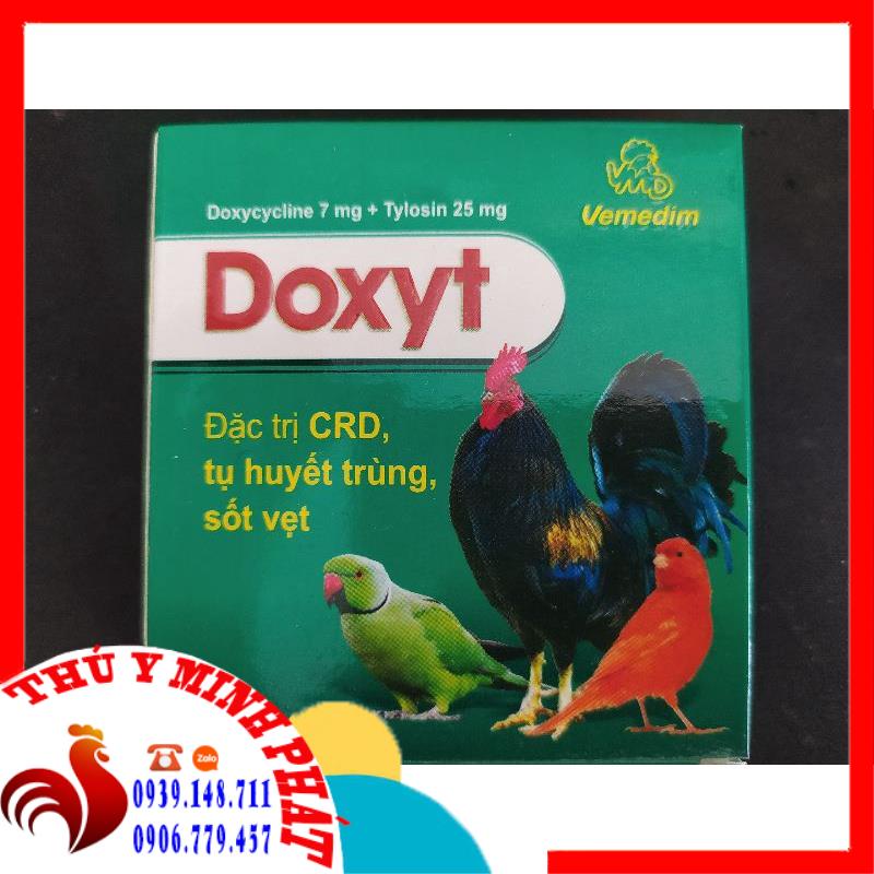 Viên uống Doxyt Tab Vemedim giảm khò khè, sổ mũi, kém ăn cho chim cảnh, gà đá, hộp 10 viên