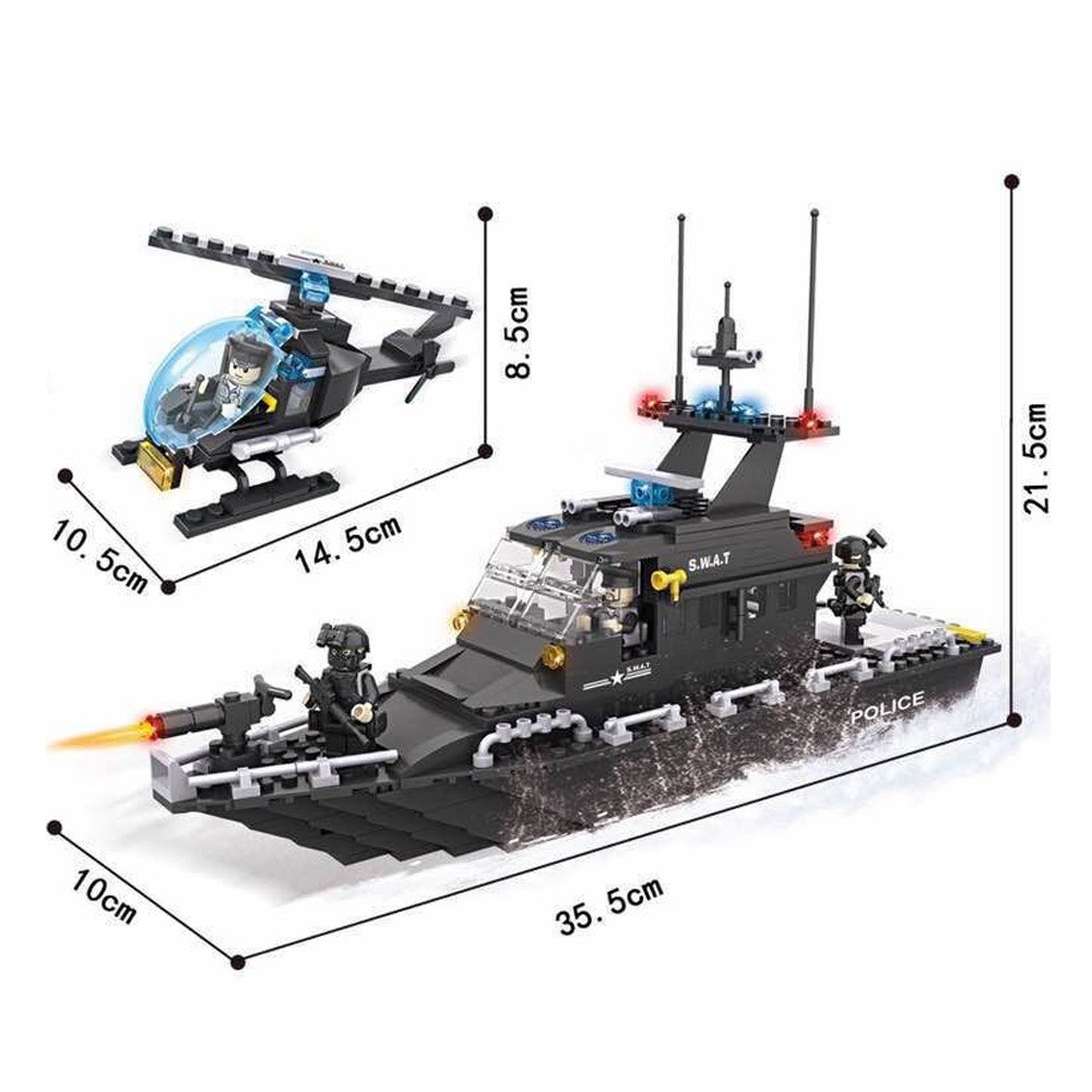 Đồ chơi lắp ráp tàu cảnh sát đặc nhiệm - Police S.W.A.T Ship Hsanhe 6511 - Đồ chơi trí tuệ