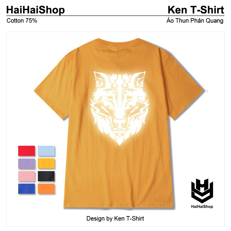 Áo Thun Phản Quang Chó Sói Hoa Văn Cotton 75%,Form Rộng Unisex,Nam Nữ Đẹp Ken T-Shirt. | BigBuy360 - bigbuy360.vn
