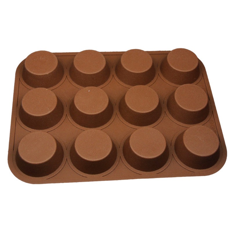 lucky* 12  Holes Cylinder Silicone Molds for Making Chocolate Candy Soap Muffin Cupcake Brownie Cake Pudding Baking Cookie