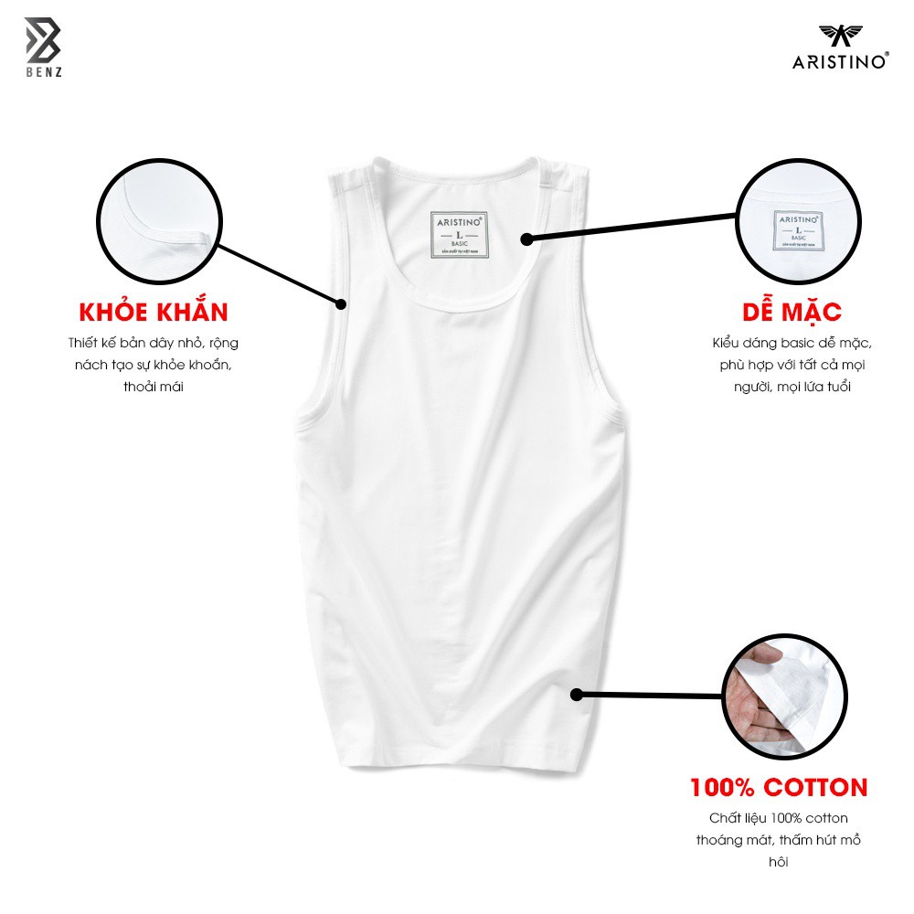 Áo tank top nam Aristino chất liệu 100% cotton mềm mại - AC21