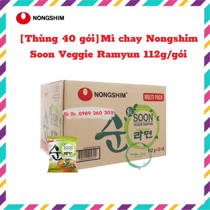 [Thùng 40 gói] Mì chay Nongshim Soon Veggie Ramyun 112g/gói