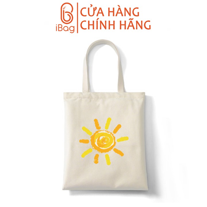 Túi tote vải canvas IBAG nữ phong cách ulzzang dáng unisex in hình mặt trời N018