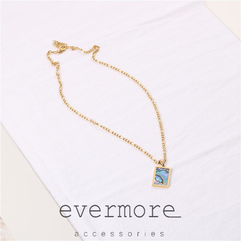 Dây chuyền EVERMORE, vòng cổ mặt xà cừ xanh ngọc cao cấp, phong cách minimalist, thanh lịch, cổ điển - D011