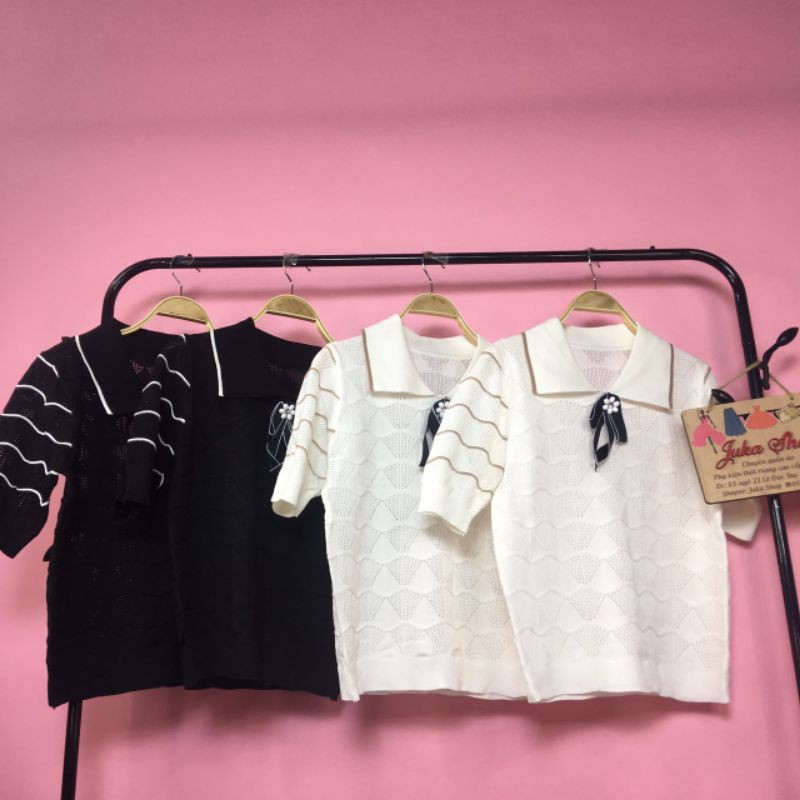 [SIÊU HOT] Áo Len Nữ Tay Ngắn Thắt Nơ Cách Điệu Phong Cách Hàn Quốc | BigBuy360 - bigbuy360.vn