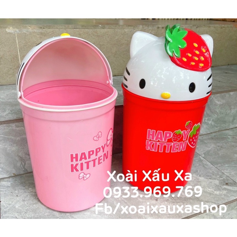 Thùng rác nhựa hình mèo Hello kitty hoạt hình siêu tiện lợi trang trí đáng yêu 35cm