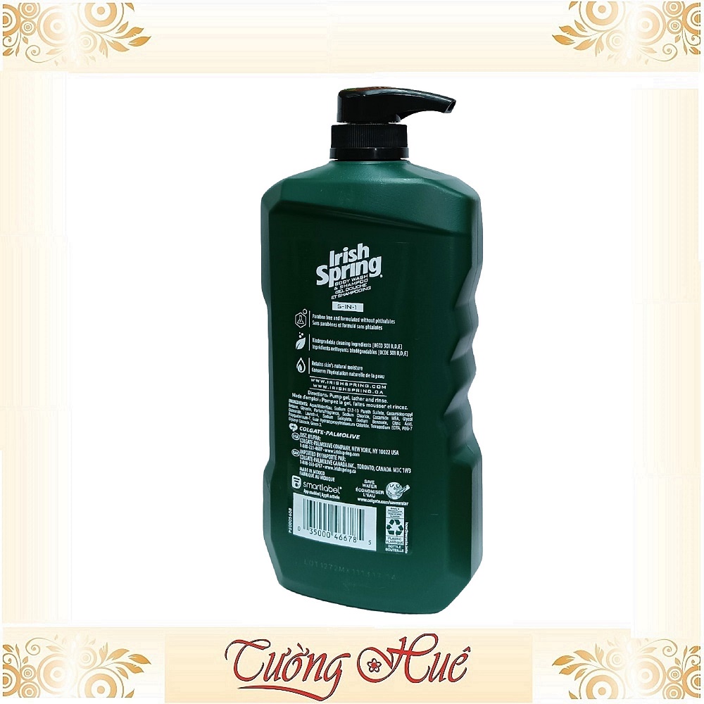 Gel tắm gội xả rửa mặt Irish Spring 5in1 24H Deodorizer Body &amp; Shampoo - 946ml