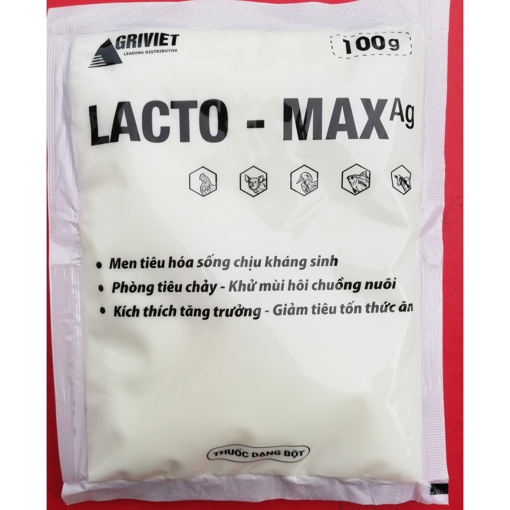 1 Gói LACTO–MAX Ag 100g Men tiêu hóa sống chịu kháng sinh, Phòng tiêu ch-ảy, kích thích tăng trưởng, giảm tiêu tốn thức