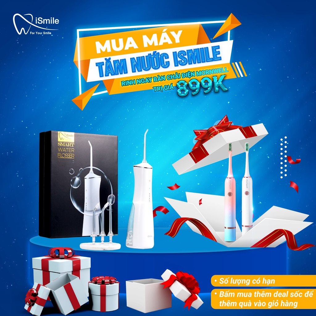 Máy Tăm Nước iSmile ES1W - Công Nghệ Siêu Âm - Sạc Không Dây - Bảo Hành 01 đổi 01 - Chính Hãng iSmile Việt Nam