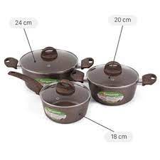 Bộ 3 cái nồi quánh nhôm chống dính nắp kính Kangaroo KG992MX