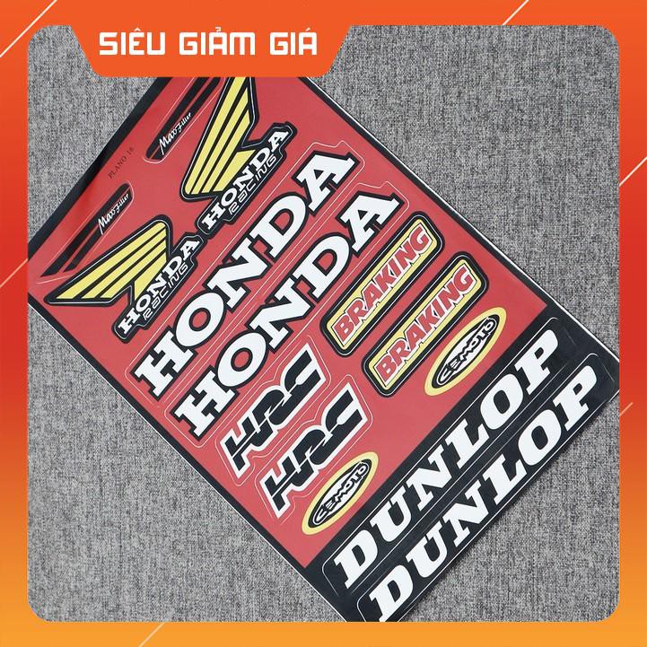 [SALE SỐC] [BIKER ƠI ] BỘ TEM DÁN XE MÁY NHIỀU LOGO HONDA DUNLOP HRC .... TRANG TRÍ XE CỰC ĐẸP (SIÊU RẺ)