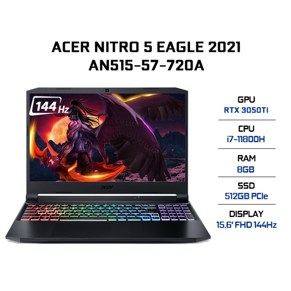 Laptop Acer Nitro 5 Eagle 512GB GeForce RTX 3050Ti 4GB 15.6' FHD