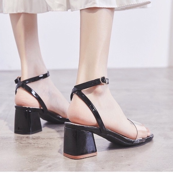 Giày Cao Gót Nữ Quai Trong Gót Hở cao 4 VÀ 7P cm TTS5