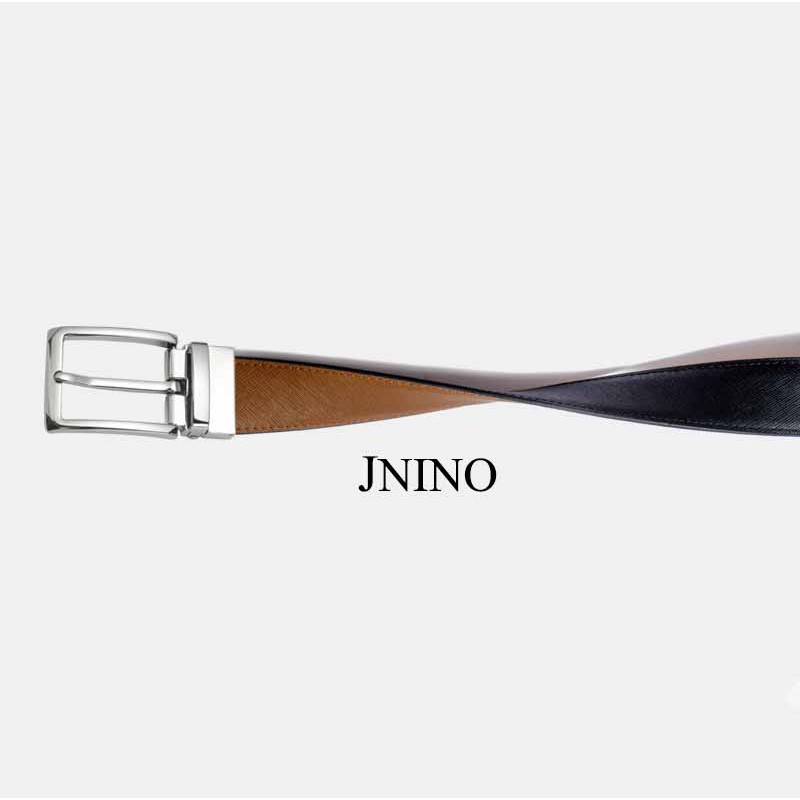 thắt lưng da bò nam, dây nịt nam Jnino cao cấp da Saffiano, khóa xoay chiều 2 mặt ((có nhận khắc laser theo yêu cầu)