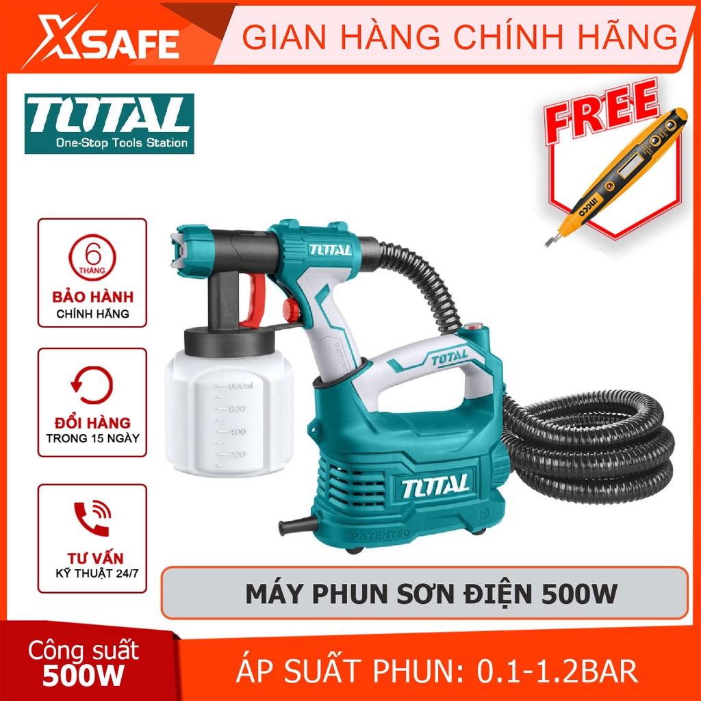 Máy phun sơn dùng điện TOTAL TT5006 Súng phun sơn 220-240V, công suất 350W, động cơ mạnh mẽ, thiết kế nhỏ gọn tiện lợi