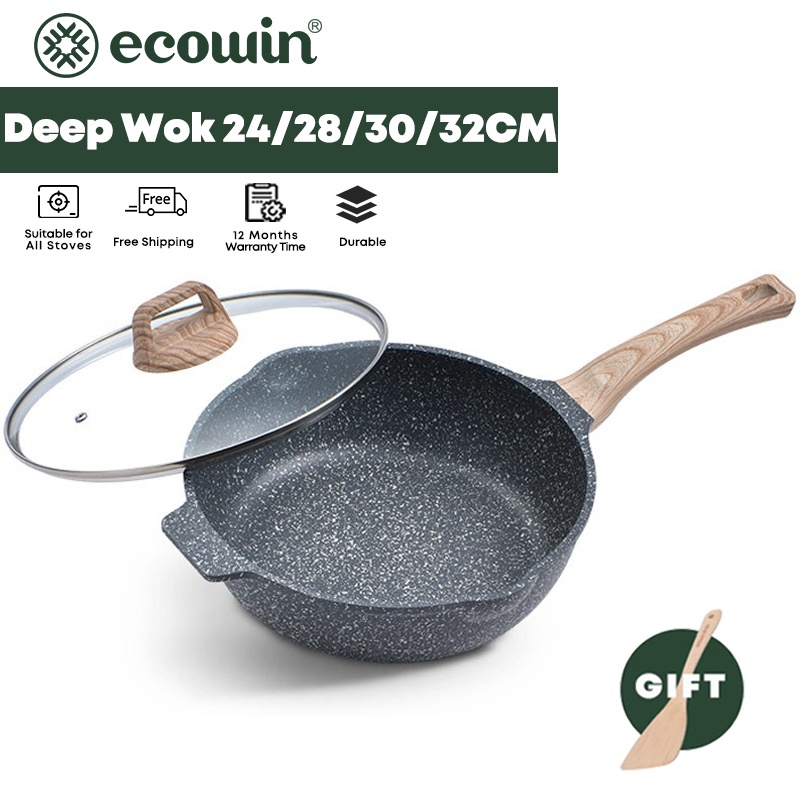 Chảo nấu ăn Ecowin chống dính có nắp đậy 24/28/30/32cm tiện lợi cho nhà bếp