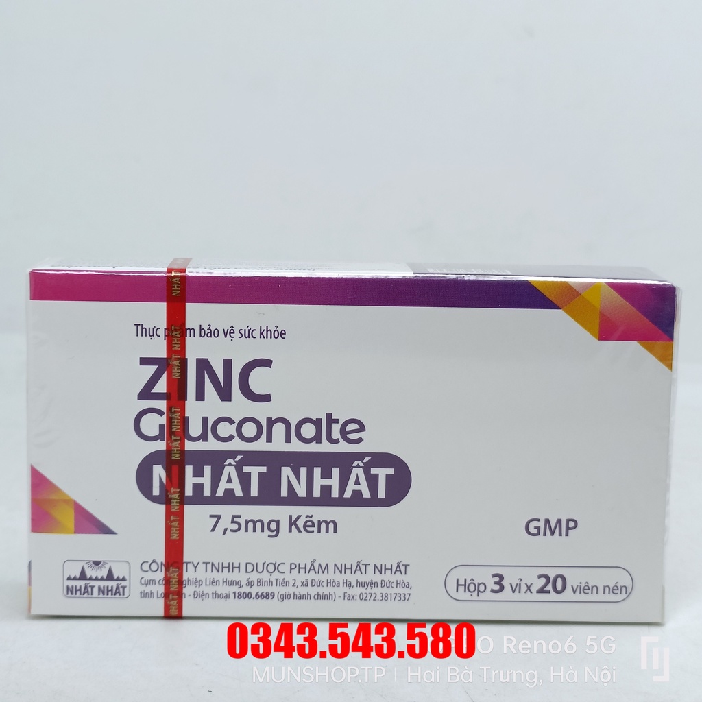 ZinC Gluconate Nhất Nhất bổ sung kẽm, giúp tăng cường sức khỏe và tăng sức đề kháng