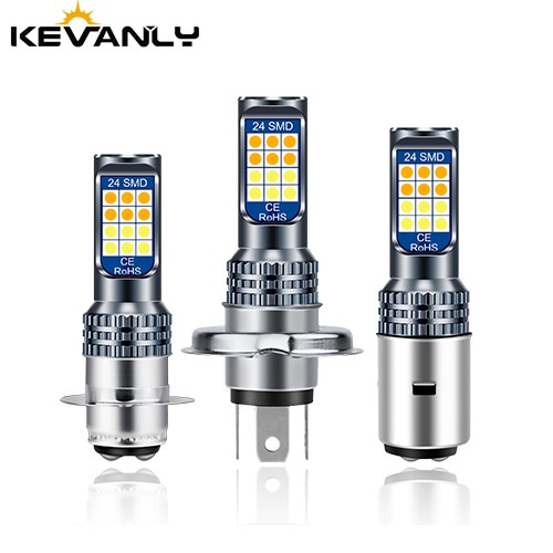 Đèn Pha LED Kevanly H4 P15D BA20D 24SMD Ánh Sáng Trắng DC12V Cho Xe Máy