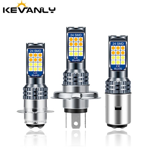 1 Đèn Pha Trắng Kevanly H4 P15D Ba20D 24smd Dc12V Cho Xe Máy