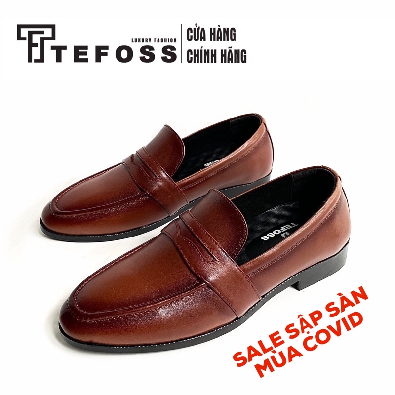 Giày lười nam da bò thật Loafer/Moca TEFOSS HT511 trơn đen và nâu sang trọng size 38-44