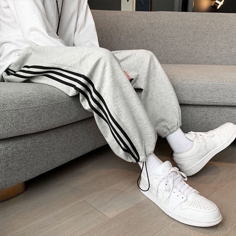 Quần jogger thể thao ống suông kẻ sọc thời trang xuân thu phong cách Hàn Quốc cho nam