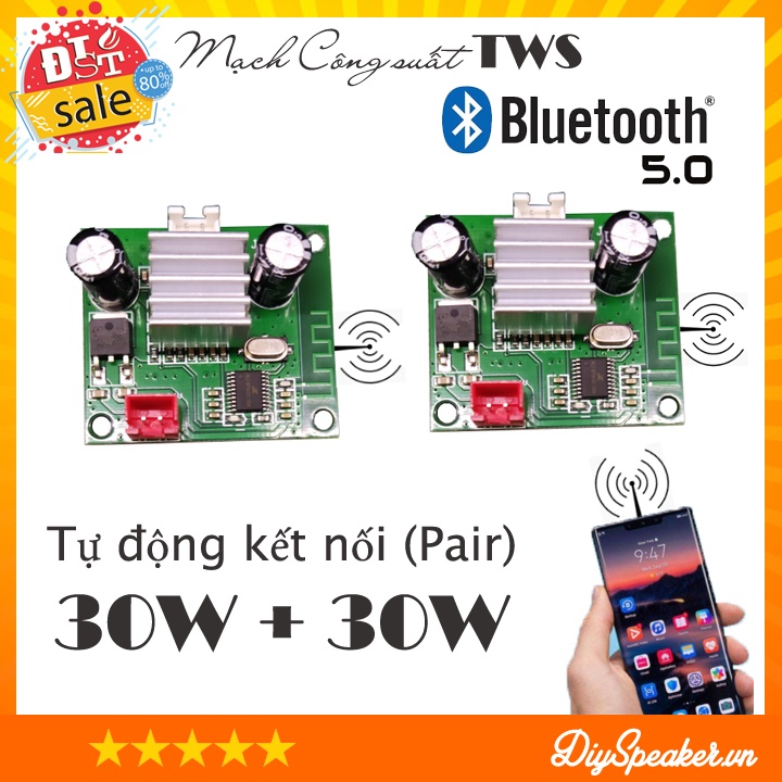 Mạch Công suất TWS, chip Mỹ TPA3110 mono 1x30w, Bluetooth 5.0, âm thanh chuẩn, công suất thực