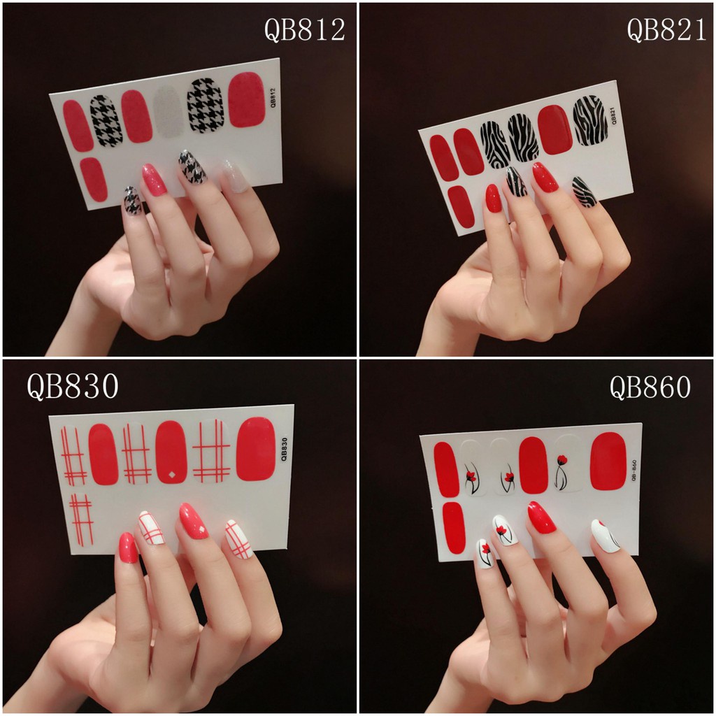 Tấm sticker dán trang trí móng tay có sẵn keo, không thấm nước, sử dụng tiện lợi, phù hợp đi chơi, đi tiệc - Mã QB
