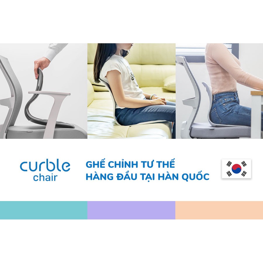 [SHOPEE_MALL] Ghế chống gù điều chỉnh tư thế Curble Chair Wider Grey - MADE IN KOREA (Người trên 50kg)