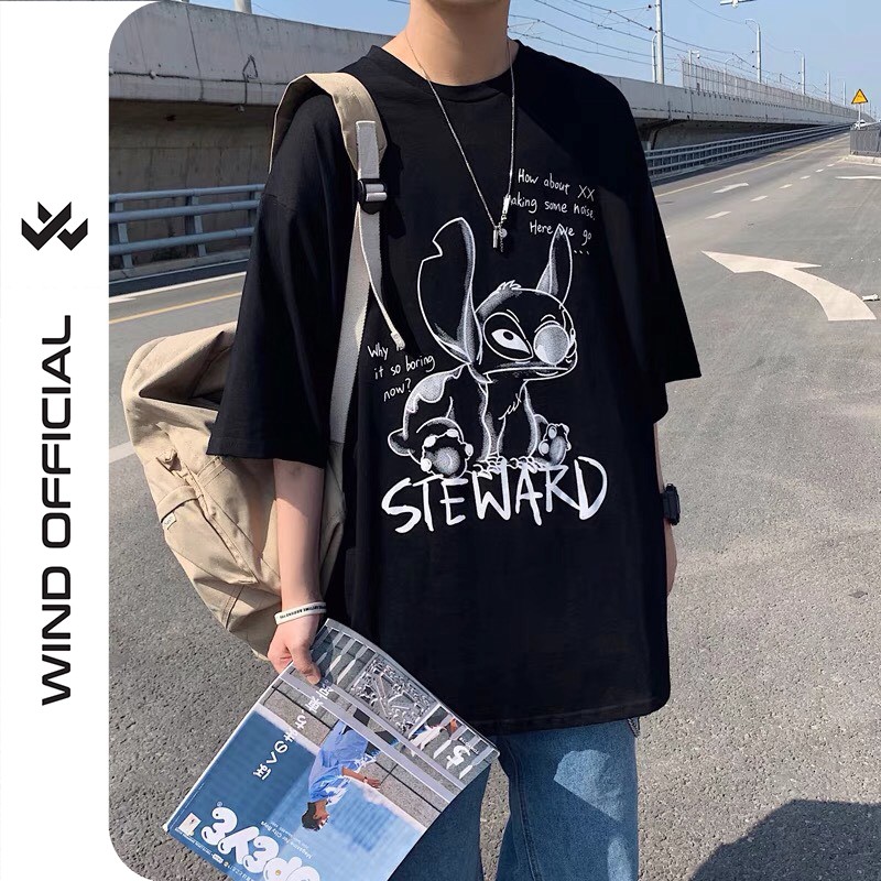 Áo thun tay lỡ WIND phông unisex form rộng STEWARD nam nữ oversize ulzzang