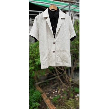 Blazer tay ngắn linen tưng | BigBuy360 - bigbuy360.vn