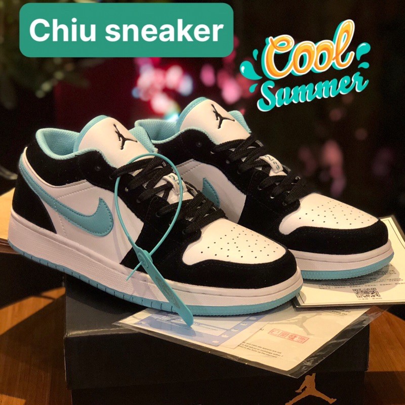 [Full box] Free ship Giày thể thao Air Jordan 1 Low “White Black Island Green” [Jd1] [Jordan xanh] [Jordan low ]