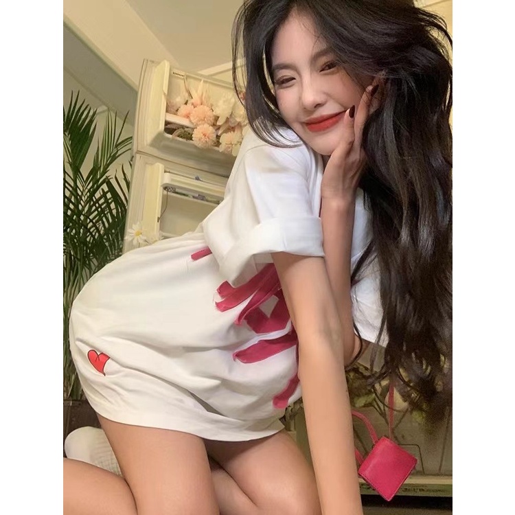 Áo Thun Ngắn Tay Cổ Tròn Họa Tiết Sọc In Chữ Phong Cách Hàn Quốc Dễ Phối Đồ Thời Trang