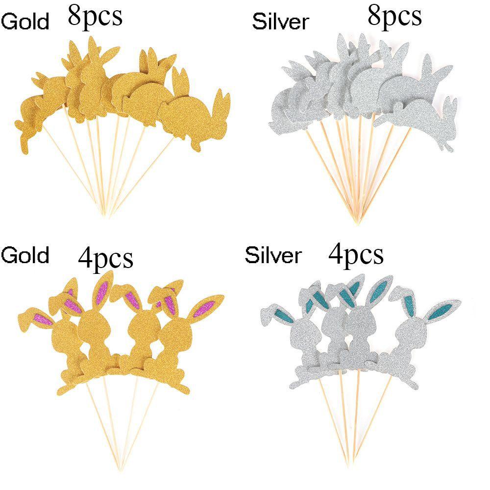 GOGOUP Set 4 / 8 Que CắM HìNh Thỏ Dễ Thương NhiềU MàU TuyệT ĐẹP Trang Trí BáNh Cupcake